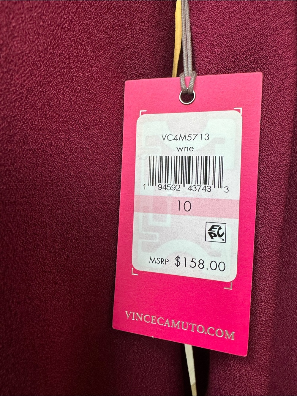 NWT Vince Camuto Wine Women’s Elegant Dress Size 10 - Picture 8 of 9